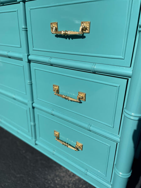 Vintage Henry Link Bali Hai Faux Bamboo Nine Drawer Dresser Available for Lacquer! - Hibiscus House