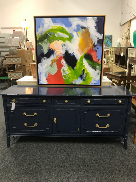 Vintage Thomasville Allegro Faux Bamboo Center Door Dresser/Credenza Available for Custom Lacquer!