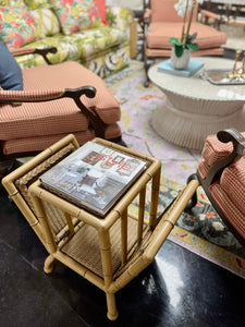 Vintage Lloyd Loom Flanders Rattan Side Table with Magazine Rack - Hibiscus House