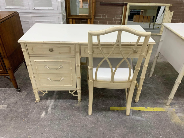 Vintage Thomasville Allegro Bamboo Desk with Matching Chair Available for Custom Lacquer!!
