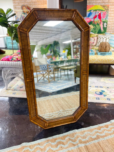 American of Martinsville Oversized Wicker Faux Bamboo Mirror Ready to Ship - Hibiscus House