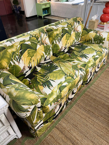 Vintage Green Palm Sofa and Loveseat Pair Available and Ready to Ship! - Hibiscus House