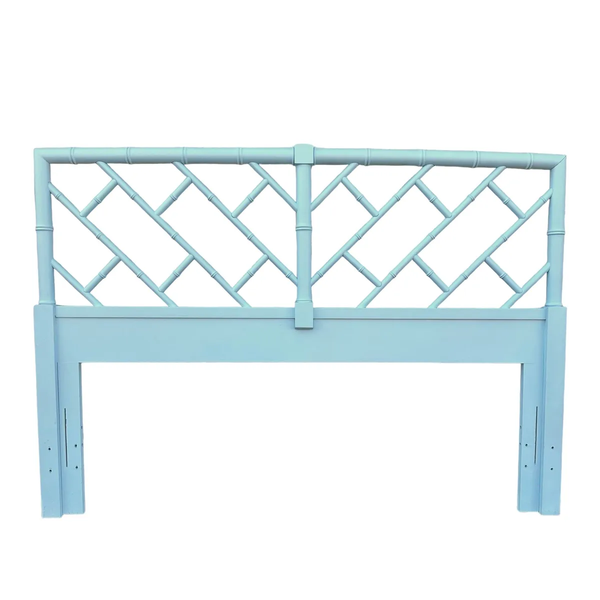 Vintage Pair of Henry Link Bali Hai Faux Bamboo Chippendale Twin Headboards - Hibiscus House