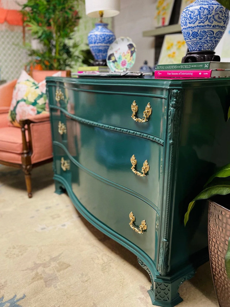 Gorgeous Vintage Ethan Allen Bow Front Traditional Style Chest Available for Custom Lacquer! - Hibiscus House