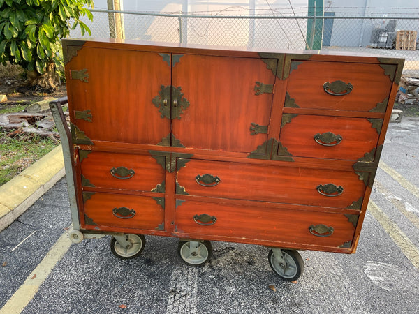 Vintage Thomasville Furniture Huntley Collection Oversized Dresser with Credenza Style Door Available for Custom Lacquer