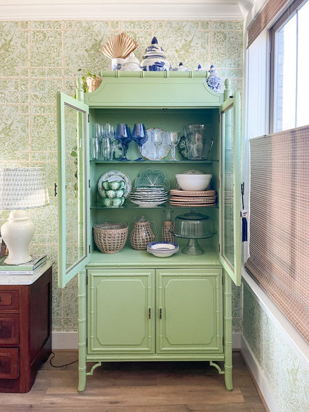 Vintage Dixie Aloha Collection China Cabinet Available for Custom Lacquer!