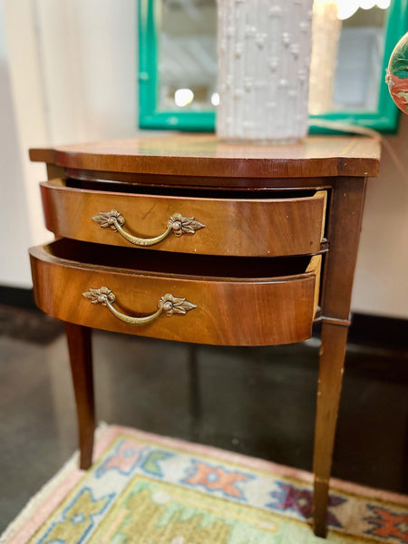 Vintage Pair of Mahogany Leather Top End Tables by Imperial Furniture - Hibiscus House