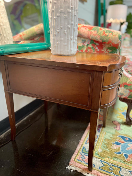 Vintage Pair of Mahogany Leather Top End Tables by Imperial Furniture - Hibiscus House