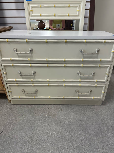 Vintage Faux Bamboo Petite Three Drawer Dresser Available for Custom Lacquer!