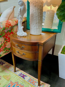 Vintage Pair of Mahogany Leather Top End Tables by Imperial Furniture - Hibiscus House