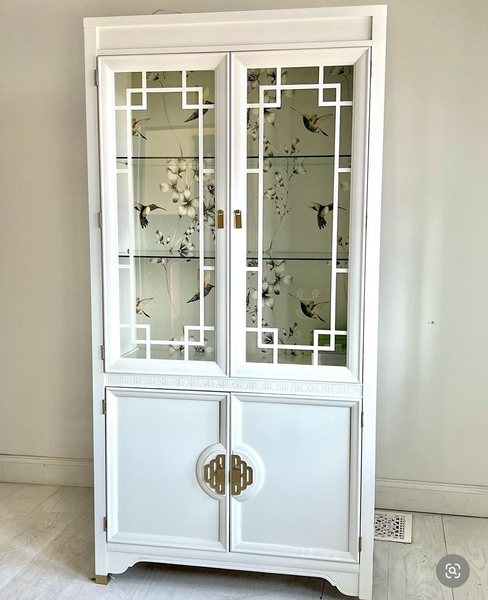 Drexel Furniture Chinoiserie Curio Cabinet/ Bookshelf Available for Custom Lacquer - Hibiscus House
