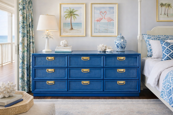 Vintage Faux Bamboo Nine Drawer Dresser Available for Custom Lacquer - Hibiscus House