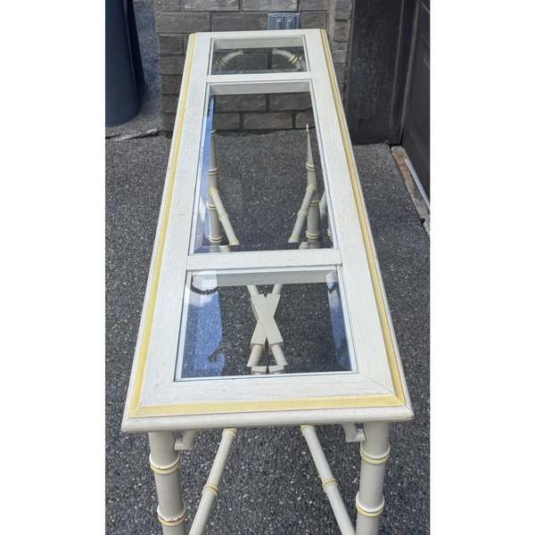 Vintage Lane Furniture Bamboo Console Table With Fretwork Available for Custom Lacquer!