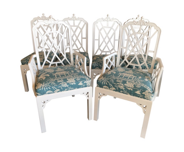 Vintage Hickory Chair Chippendale Chairs (set of four) with Arms Available for Custom Lacquer!