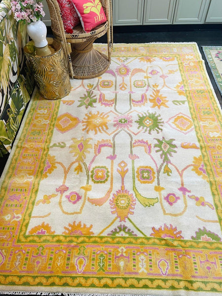 6' x 9' Tutti Frutti Rug with Orange Border - Hibiscus House