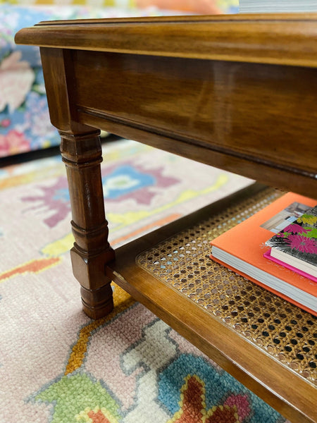 Vintage Mersman Faux Bamboo Glass Top Coffee Table Available and Ready to Ship! - Hibiscus House