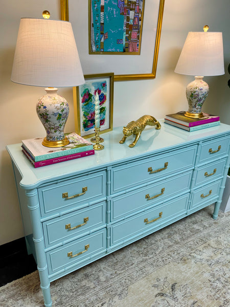Vintage Henry Link Bali Hai Faux Bamboo Nine Drawer Dresser Available for Lacquer!