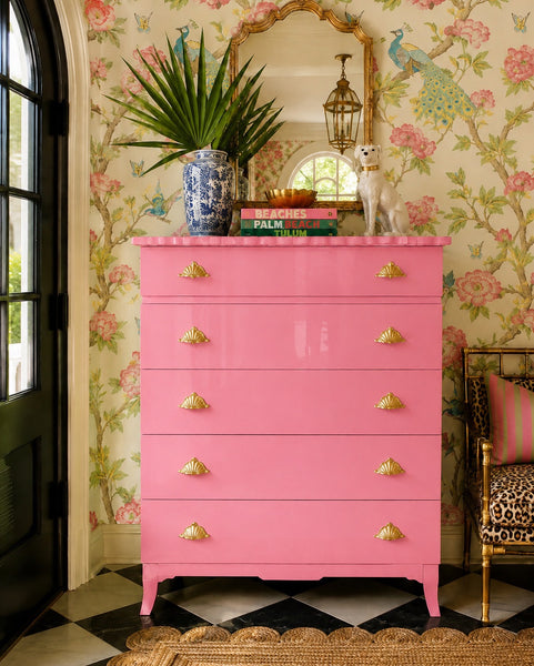 Vintage Rway Furniture Pagoda Style Tallboy Dresser Available for Custom Lacquer