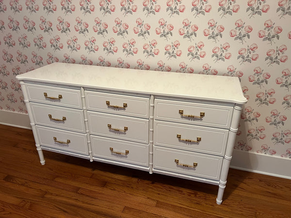 Vintage Bamboo Classic Nine Drawer Dresser Available for Custom Lacquer