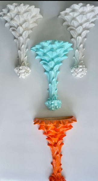 High Gloss Lacquered Palm Tree Wall Sconce Pair - Hibiscus House