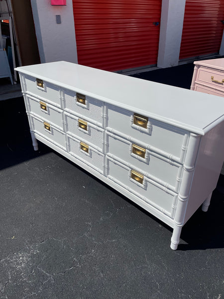 Vintage Faux Bamboo Stanley-Style Nine Drawer Dresser Available for Custom Lacquer - Hibiscus House