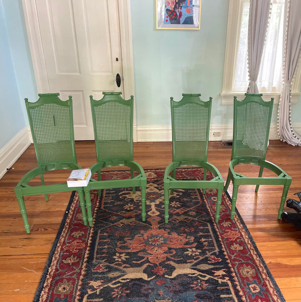 Set of 6 Vintage Dixie Furniture Faux Bamboo Dining Chairs Available for Custom Lacquer! - Hibiscus House