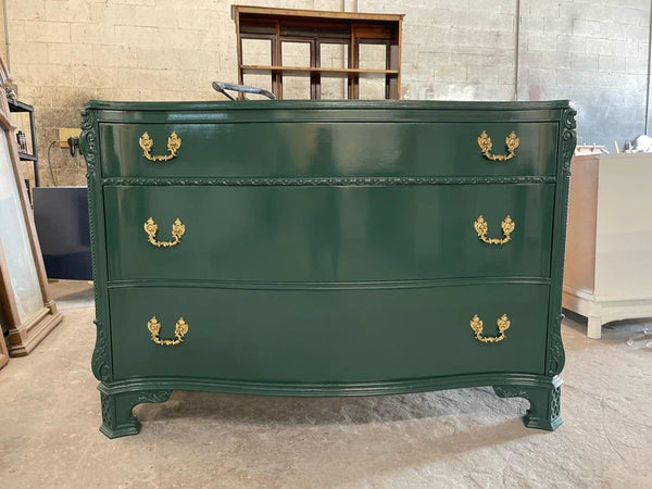 1940's Antique Coffey Furniture Serpentine Mahogany Traditional Desk/ Vanity Available for Custom Lacquer