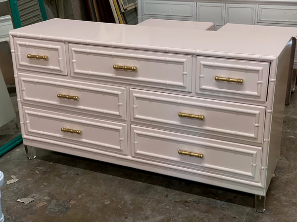 Vintage Dixie Aloha Faux Bamboo Seven Drawer Dresser Available for Custom Lacquer!!