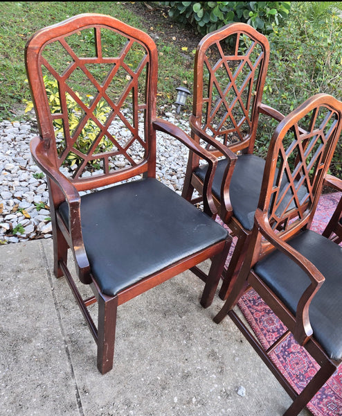 Vintage Hickory Chair Chippendale Chairs (set of four) with Arms Available for Custom Lacquer!
