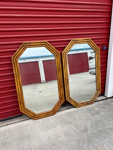 Lea Furniture Faux Bamboo Octagonal Mirror Pair Available for Custom Lacquer - Hibiscus House