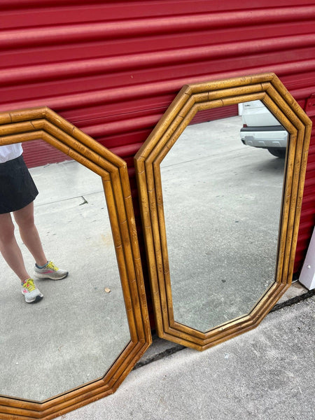 Lea Furniture Faux Bamboo Octagonal Mirror Pair Available for Custom Lacquer - Hibiscus House