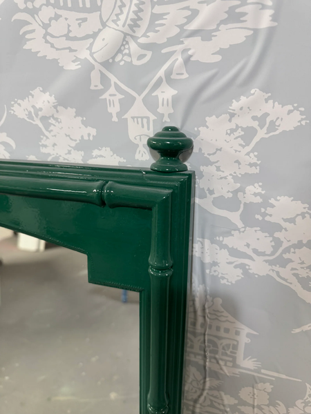 Vintage Thomasville Furniture Allegro Faux Bamboo Mirror with Finials Available for Custom Lacquer