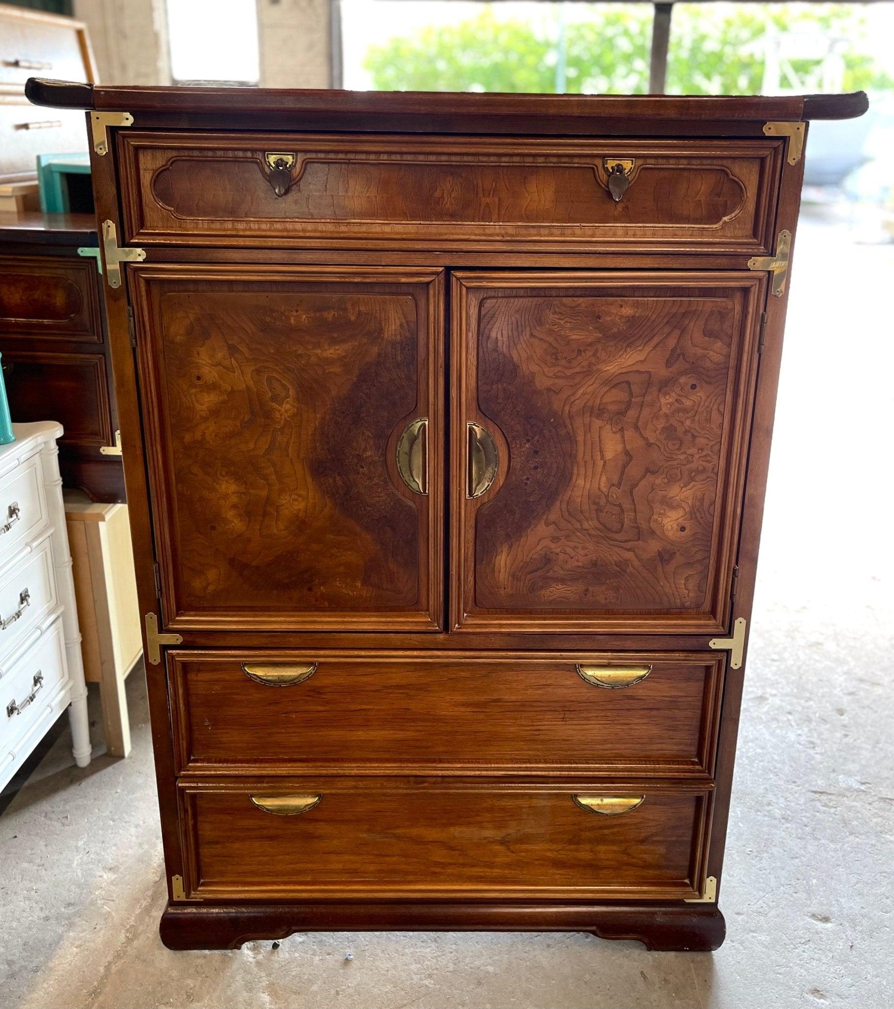 1960s Pagoda Style Chinoiserie Armoire/Cabinet Available for Lacquer - Hibiscus House