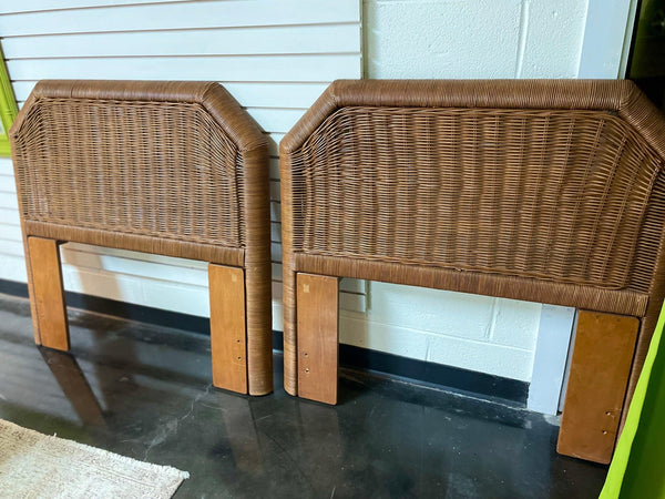 Vintage Wicker Twin Headboard Pair - Hibiscus House