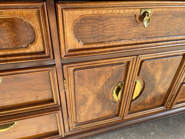 Antique Chinoiserie Regency Faux Bamboo Pagoda Style Credenza - Hibiscus House