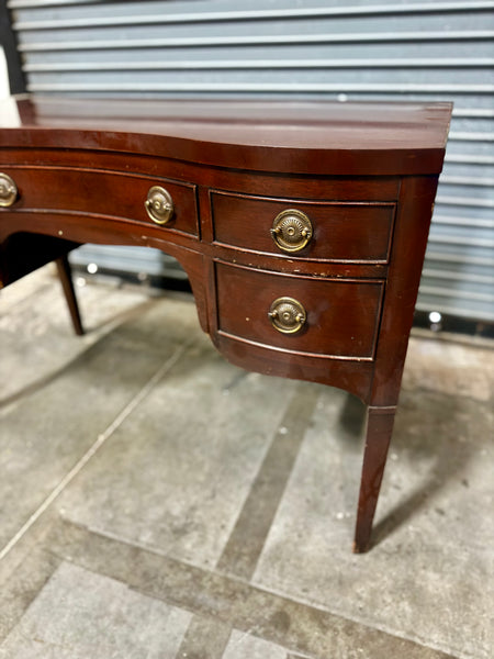 1940's Antique Coffey Furniture Serpentine Mahogany Traditional Desk/ Vanity Available for Custom Lacquer