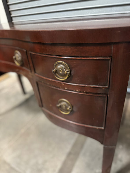 1940's Antique Coffey Furniture Serpentine Mahogany Traditional Desk/ Vanity Available for Custom Lacquer