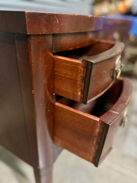 1940's Antique Coffey Furniture Serpentine Mahogany Traditional Desk/ Vanity Available for Custom Lacquer