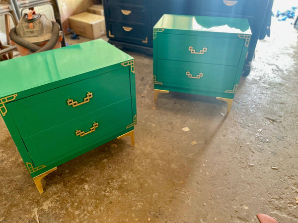 Vintage Bassett Chinoiserie Style Nightstands Available for Custom Lacquer - Hibiscus House