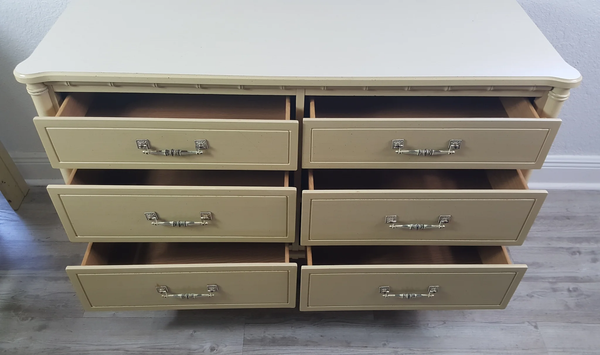 Vintage Classic Six Drawer Faux Bamboo Style Double Dresser Available to Customize!