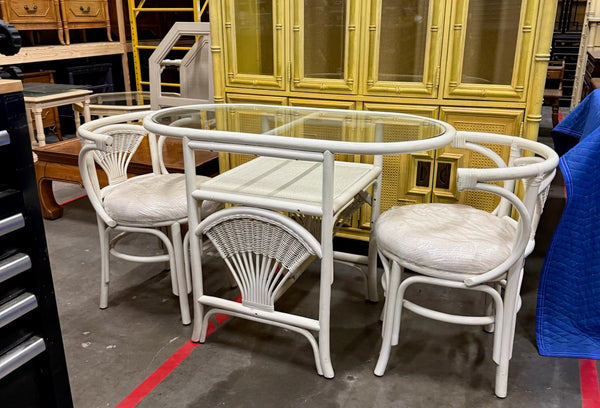Vintage Rattan Honeymoon Table and Chairs Available to Customize!
