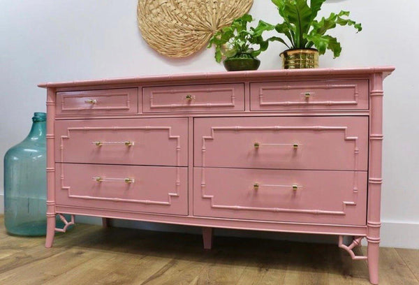 Thomasville Allegro Faux Bamboo Double Dresser Available for Custom Lacquer - Hibiscus House