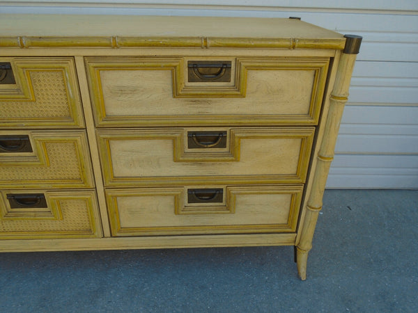 Vintage Stanley Furniture Faux Bamboo Nine Drawer Dresser Available for Custom Lacquer - Hibiscus House