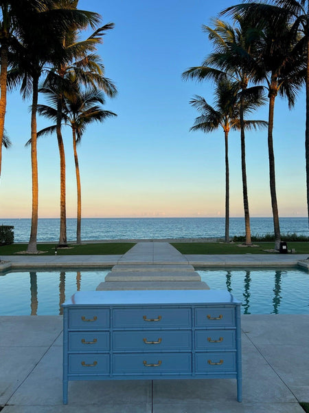 Henry Link Faux Bamboo Bali Hai Collection Triple Dresser Available for Custom Lacquer! - Hibiscus House