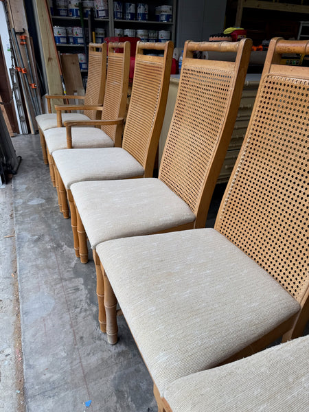 Vintage Set of Six Broyhill Furniture Faux Bamboo and Cane Dining Chairs Available for Custom Lacquer! - Hibiscus House
