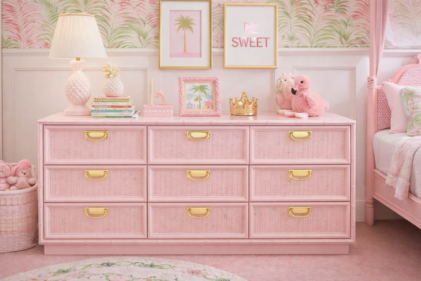Vintage Faux Bamboo Nine Drawer Dresser Available for Custom Lacquer - Hibiscus House