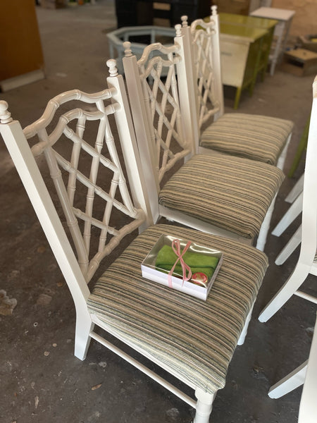 Vintage Set of Six Broyhill Furniture Faux Bamboo and Cane Dining Chairs Available for Custom Lacquer! - Hibiscus House