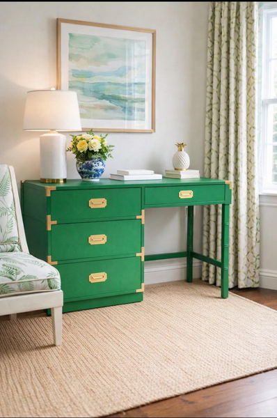 Vintage Dixie Furniture Co Campaign Style Writing Desk Available and Ready for Custom Lacquer