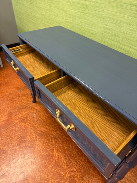 Vintage Broyhill Furniture Faux Bamboo Server Lacquered in Naval by Sherwin Williams Available and Ready to Ship - Hibiscus House