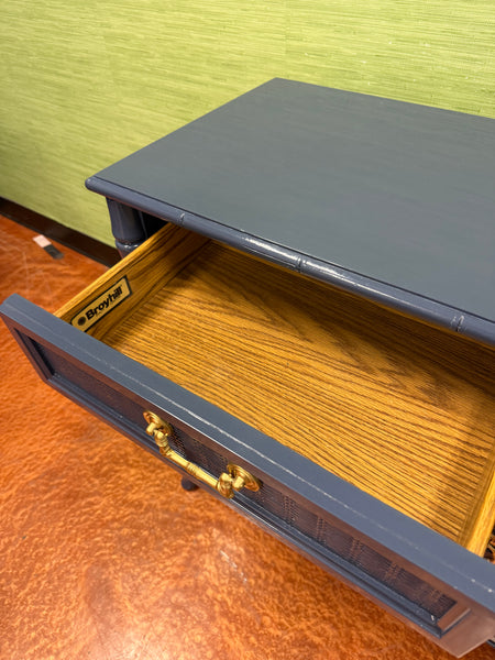 Vintage Broyhill Furniture Faux Bamboo Server Lacquered in Naval by Sherwin Williams Available and Ready to Ship - Hibiscus House